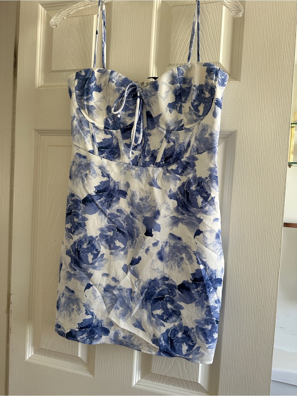 Blue/White Floral Mini Dress - size small